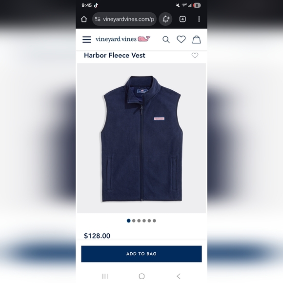Vineyard Vines Harbor Fleece Dark Blue Vest - Picture 6 of 6